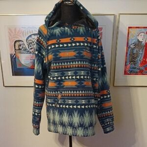 Aztec Patterned Hoodie in Blue and Orange